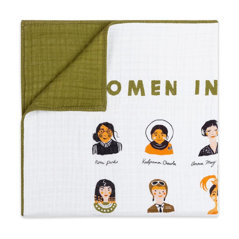 babyletto 100% Organic Cotton Quilt, GOTS-Certified, 3-Layers of Ultra-Soft and Breathable Muslin - Women in History - Image 1